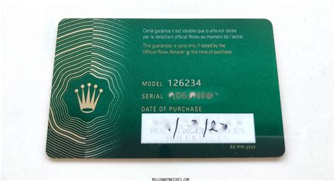 rolex guarantee card.